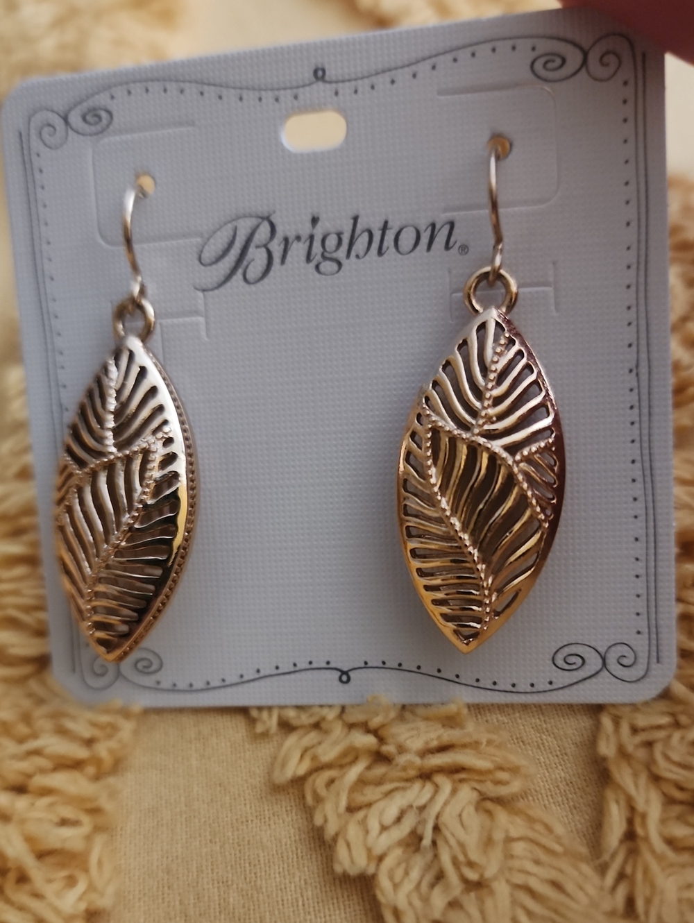 New Brighton Palmetto Leaf French Wire Earrings, NWT